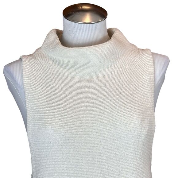 Free People XS Isla Ottoman Sweater Slouchy Sleeveless Ivory Tunic Turtleneck - Picture 4 of 13